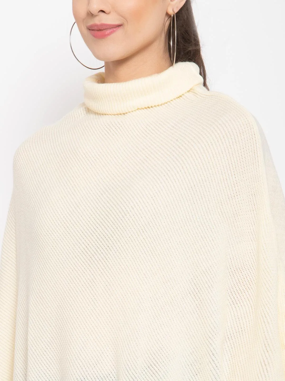 Women Poncho with Fringed Detail