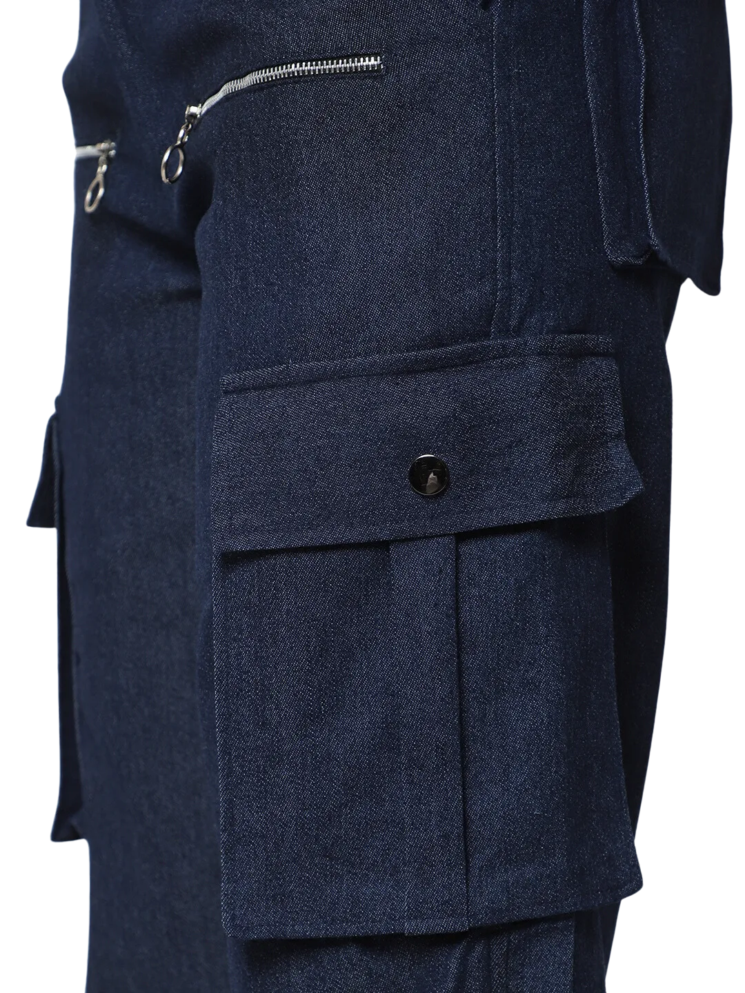 Women's 8 Pocket Denim Cargo Pants (Blue)