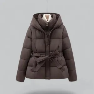 Women's Belted Hooded Puffer Jacket | Winter