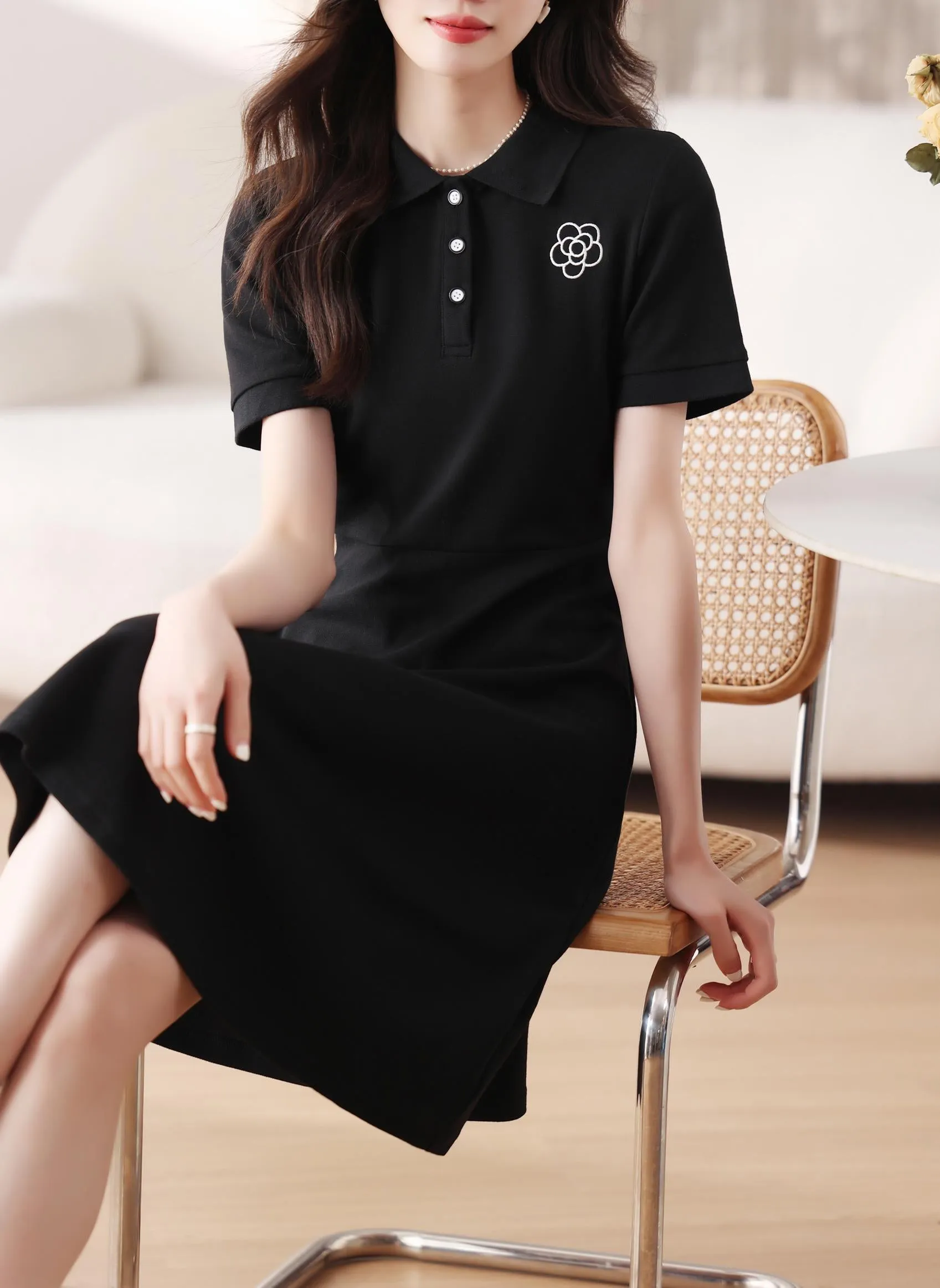 Women's Comfortable Button-up A-line T-Shirt Dress Perfect for Casual Wear