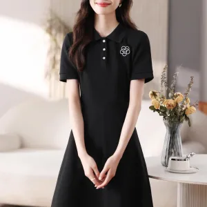 Women's Comfortable Button-up A-line T-Shirt Dress Perfect for Casual Wear
