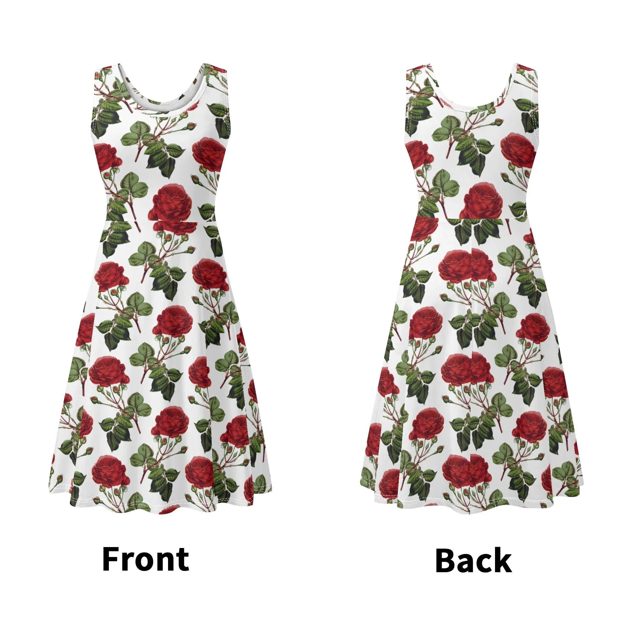 Women's Floral Pattern Tank Dress Mini Wrap Round Neck Sleeveless Sundress