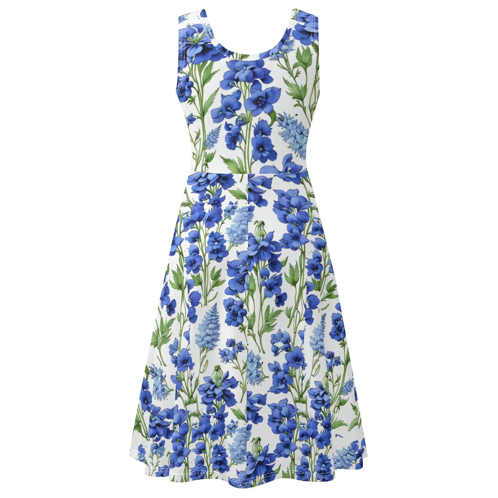 Women's Floral Pattern Tank Dress Mini Wrap Round Neck Sleeveless Sundress