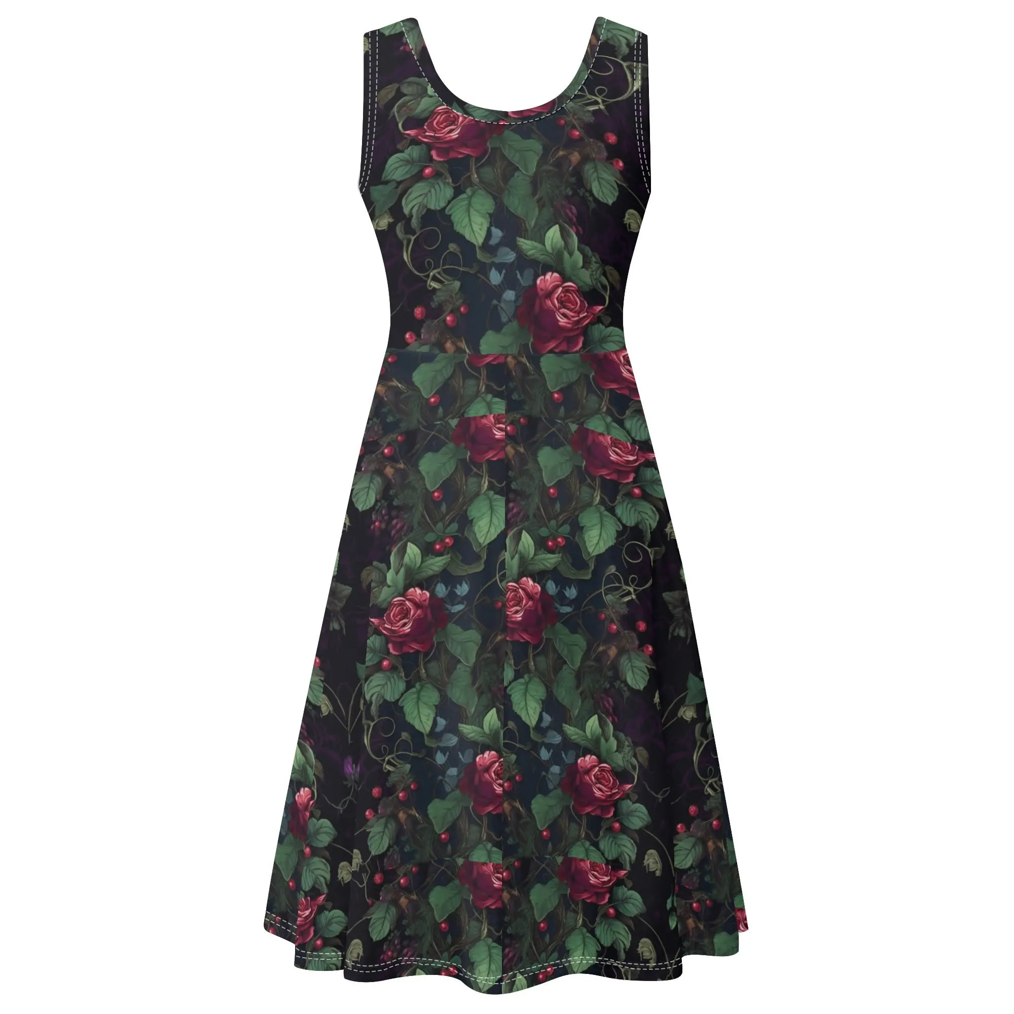 Women's Floral Pattern Tank Dress Mini Wrap Round Neck Sleeveless Sundress