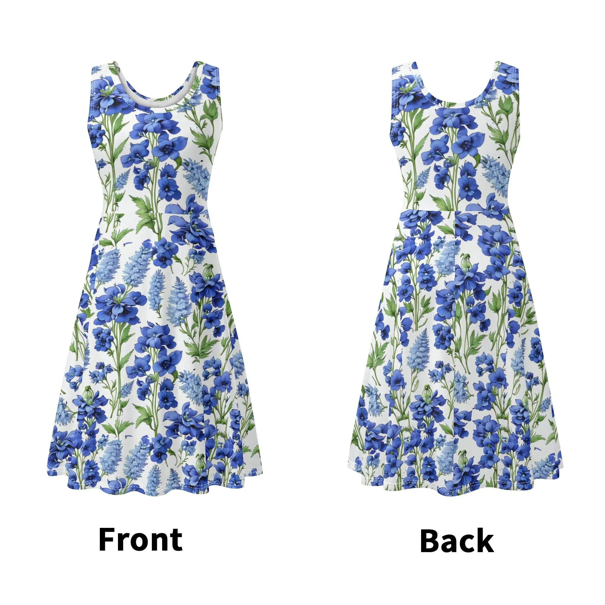 Women's Floral Pattern Tank Dress Mini Wrap Round Neck Sleeveless Sundress