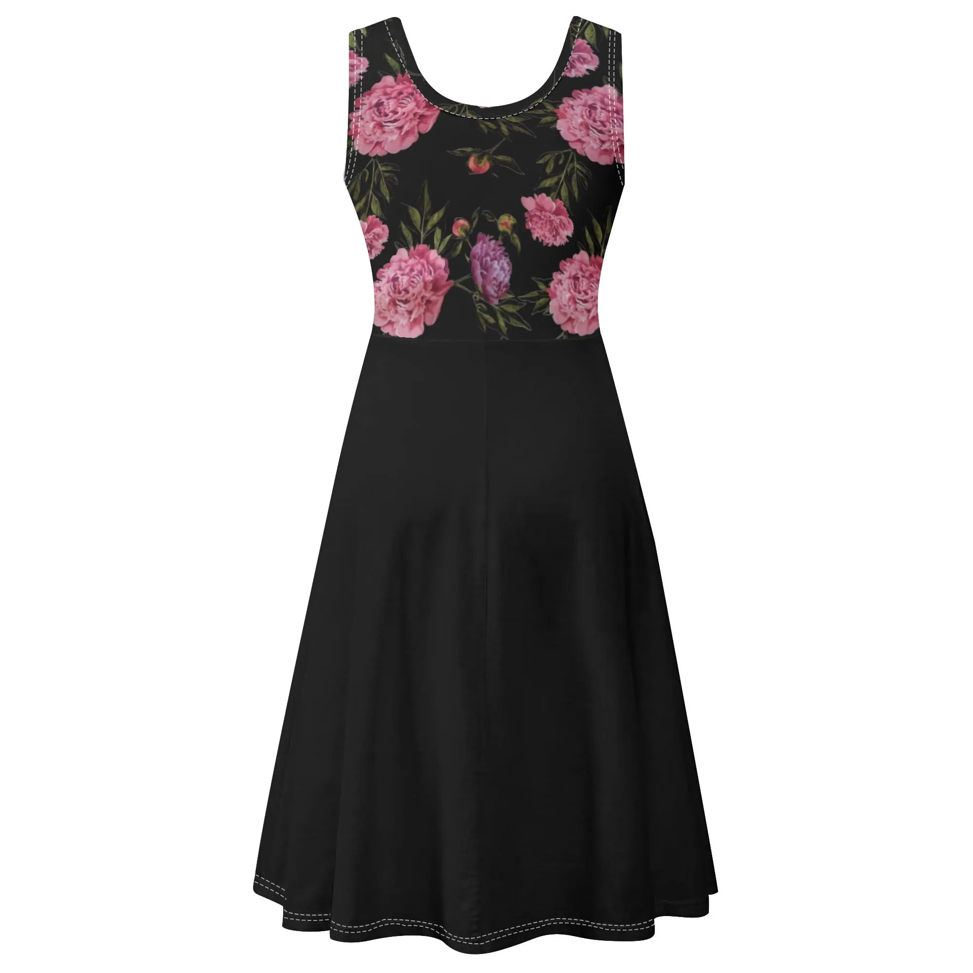 Women's Floral Pattern Tank Dress Mini Wrap Round Neck Sleeveless Sundress