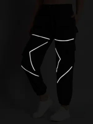 Women's Frontline Reflector Parachute Cargo Pants (Black)