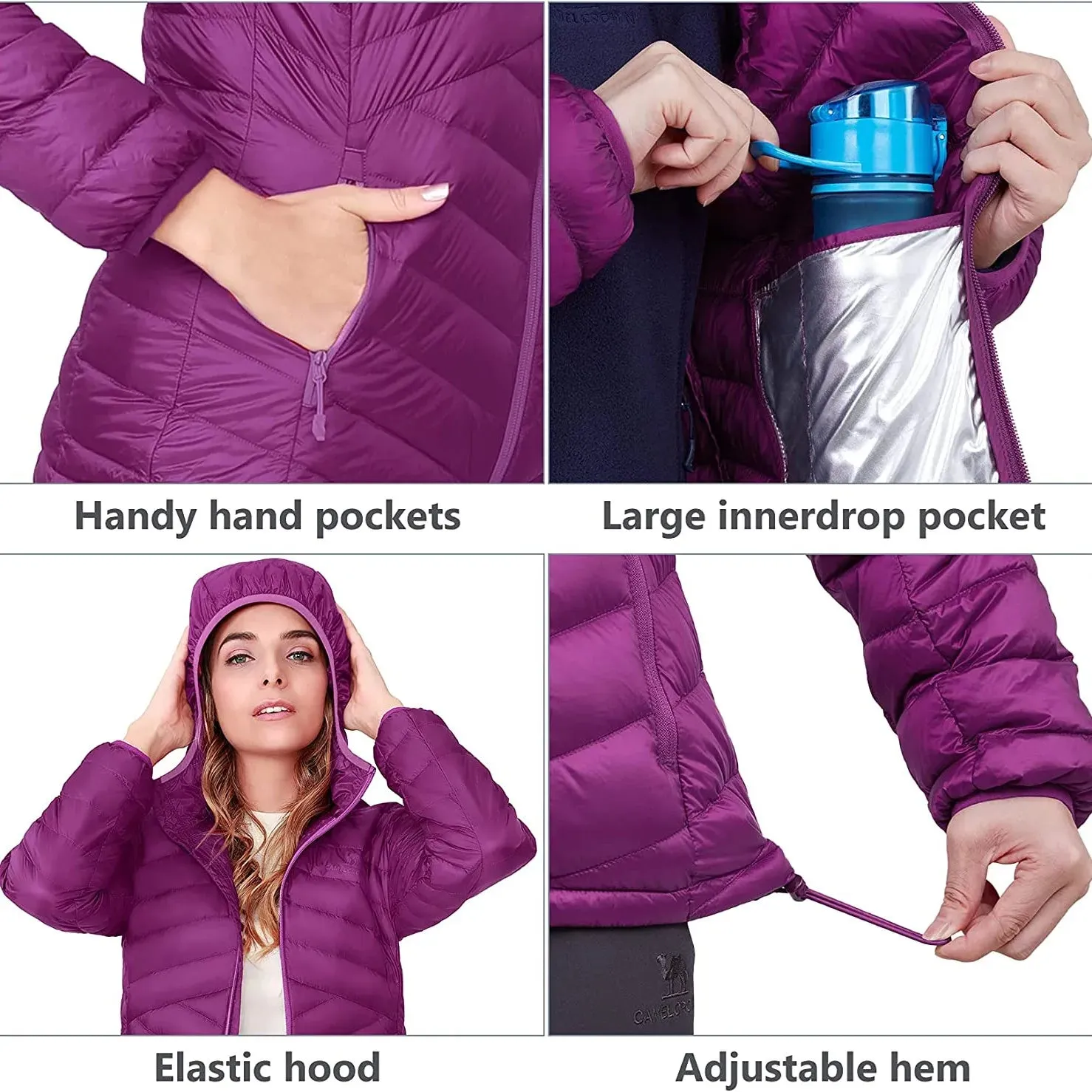 Women’s Hooded Down Jackets Lightweight Packable Anti-static Warm Jacket Puffer Insulated Women's
