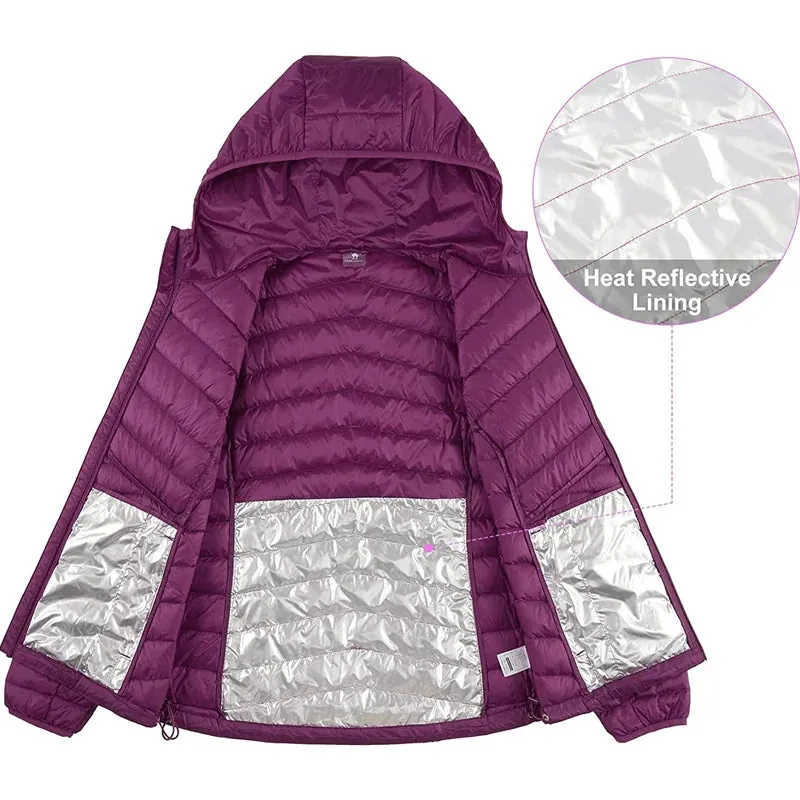 Women’s Hooded Down Jackets Lightweight Packable Anti-static Warm Jacket Puffer Insulated Women's