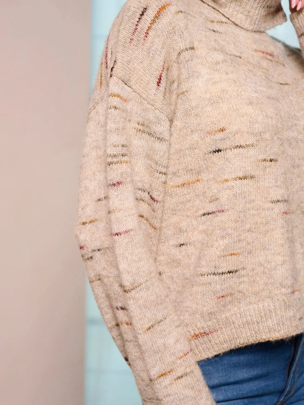 WOMEN'S LONG SLEEVE MULTI COLORS TURTLE NECK PULLOVER SWEATER