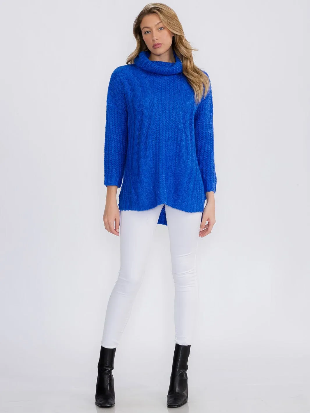 WOMEN'S LONG SLEEVES PULLOVER TURTLE NECK SWEATER