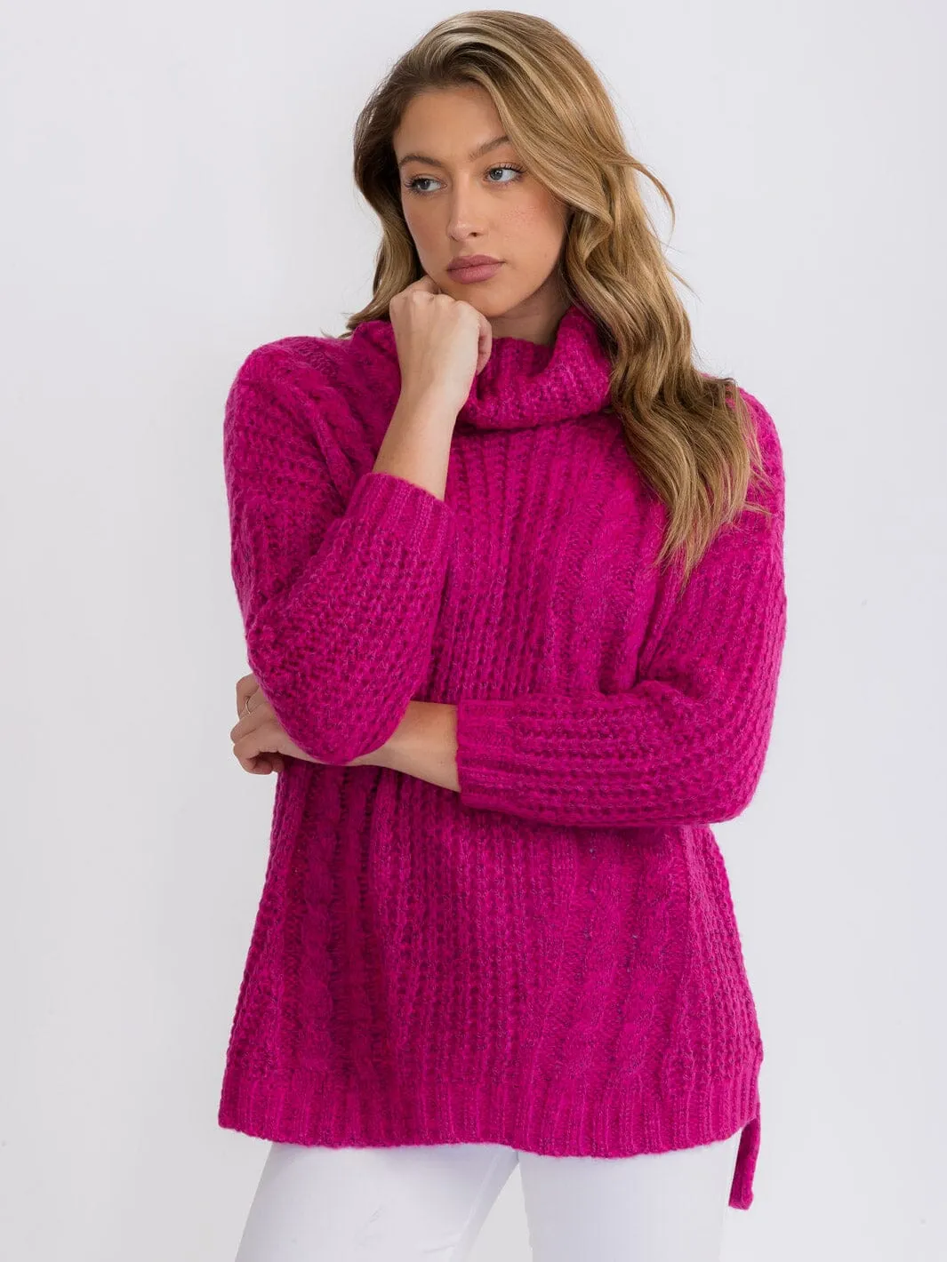 WOMEN'S LONG SLEEVES PULLOVER TURTLE NECK SWEATER