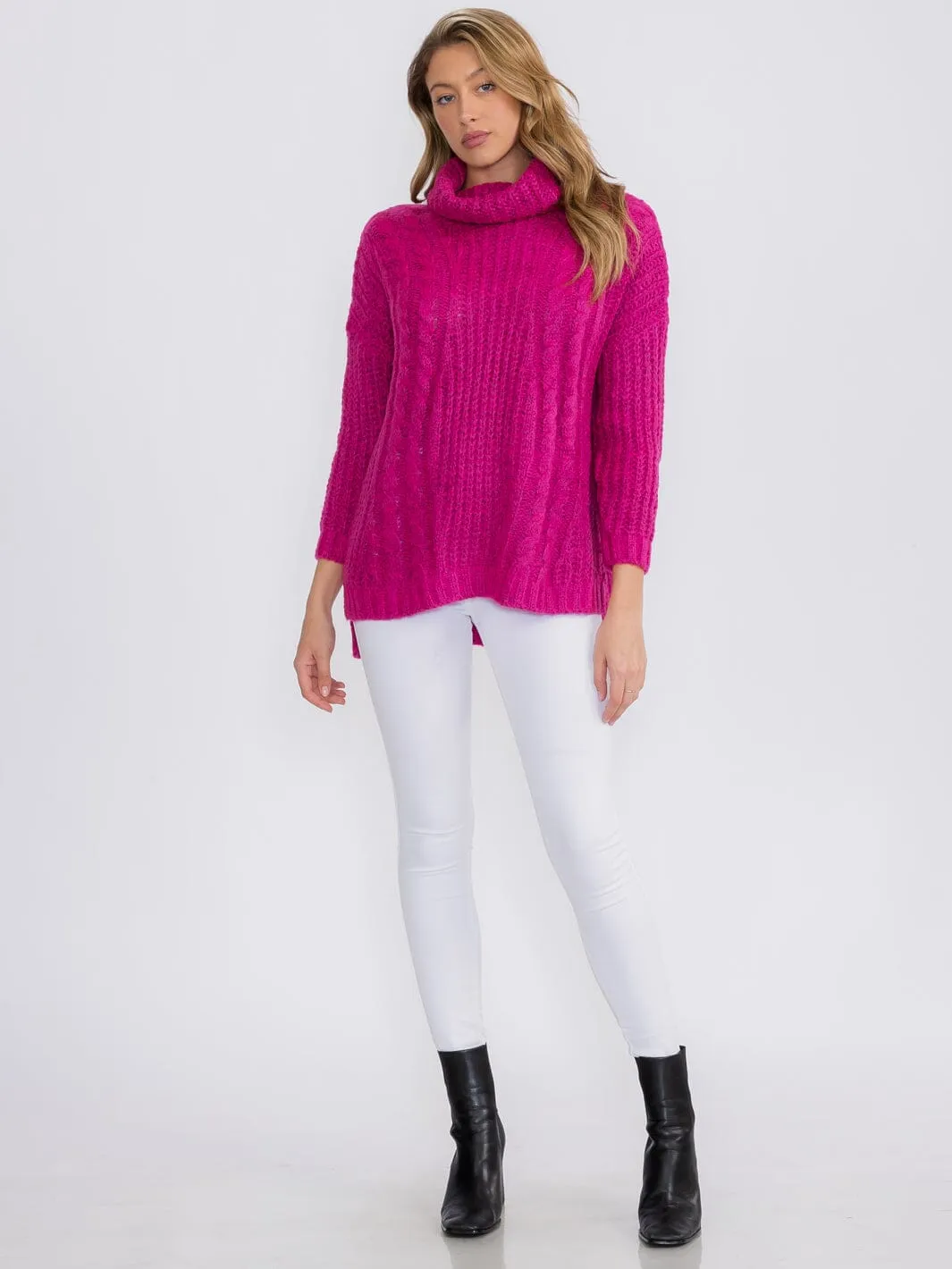 WOMEN'S LONG SLEEVES PULLOVER TURTLE NECK SWEATER