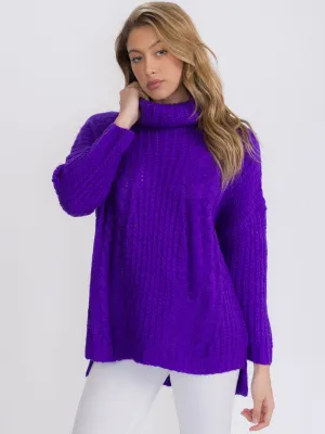 WOMEN'S LONG SLEEVES PULLOVER TURTLE NECK SWEATER