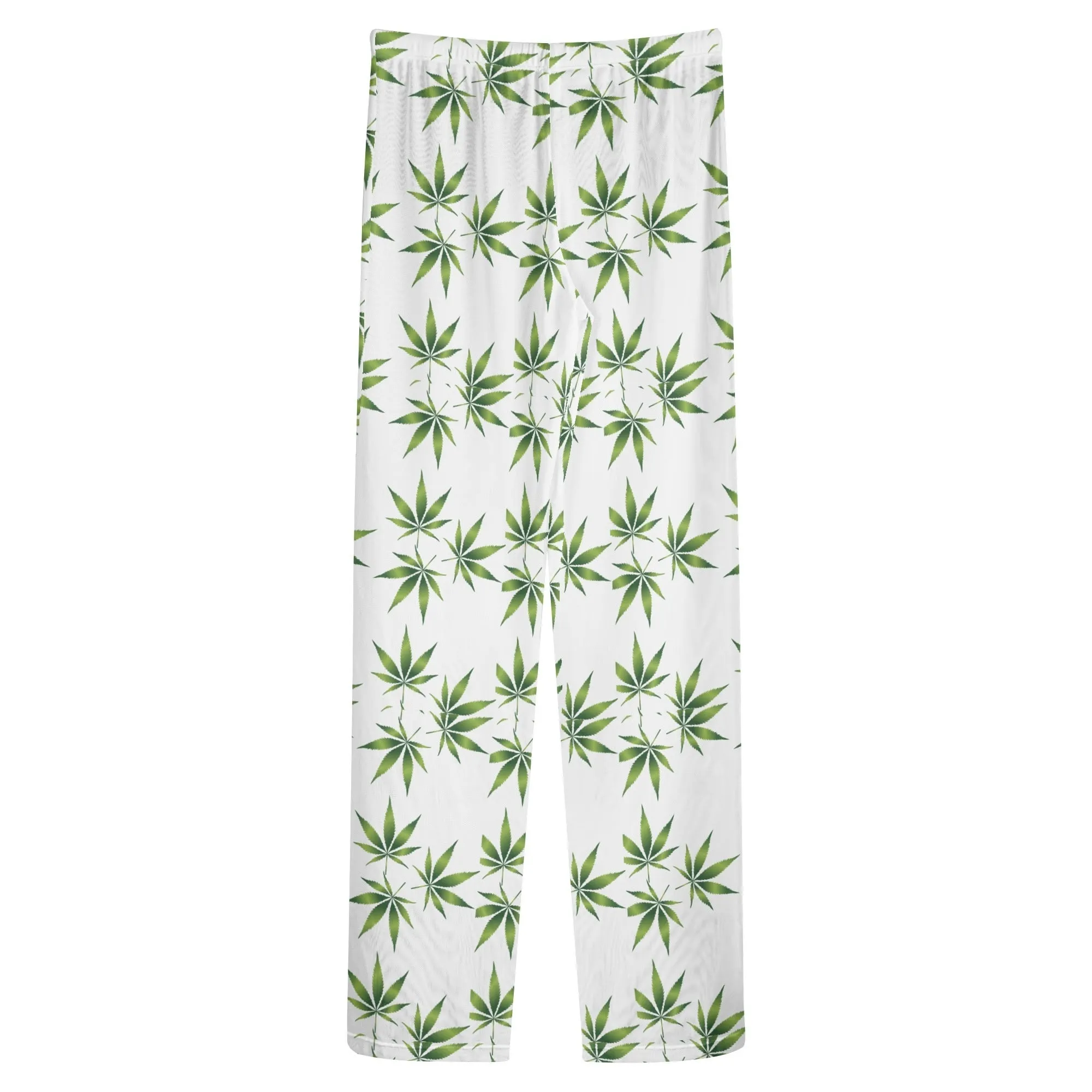 Womens Potleaf Pattern See Through Cover up Straight Leg Pants Swimsuit Bikini Bottom