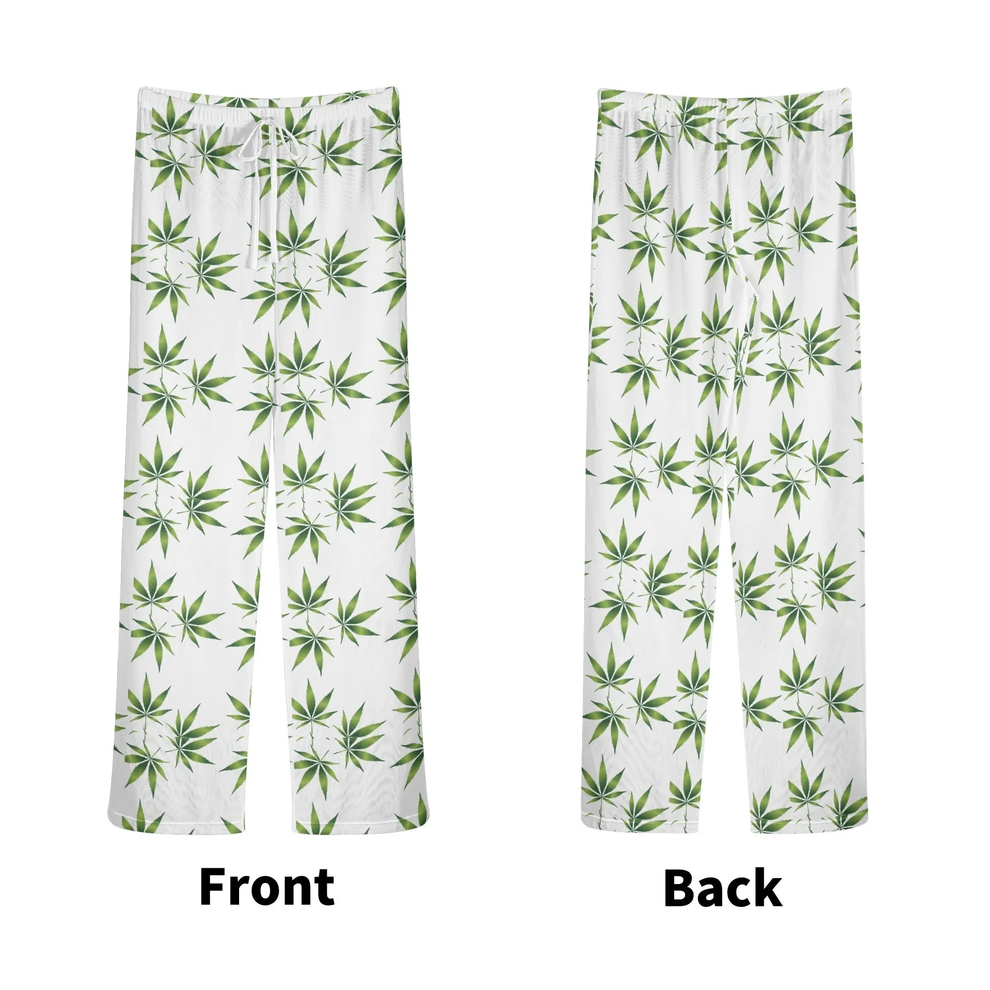 Womens Potleaf Pattern See Through Cover up Straight Leg Pants Swimsuit Bikini Bottom