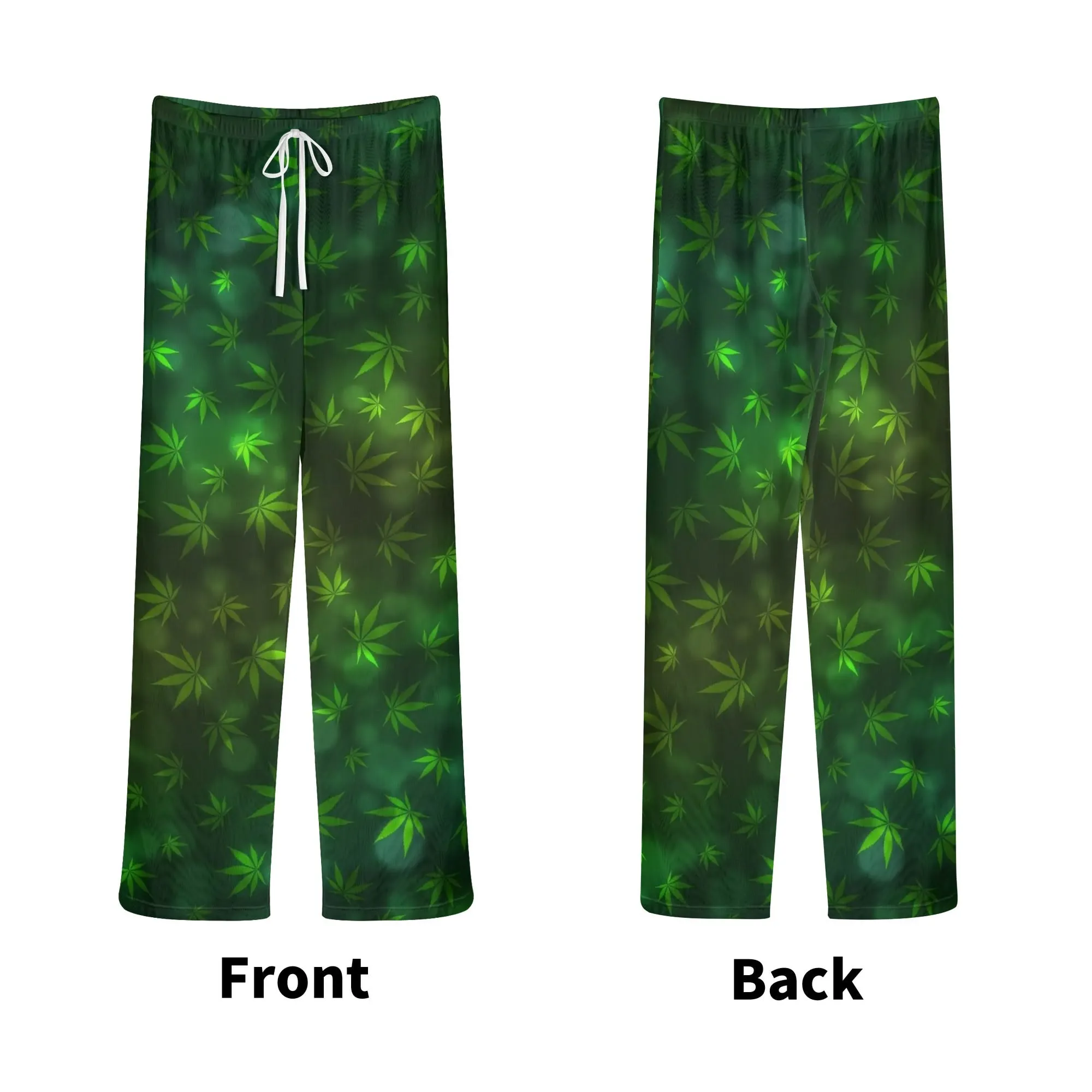 Womens Potleaf Pattern See Through Cover up Straight Leg Pants Swimsuit Bikini Bottom