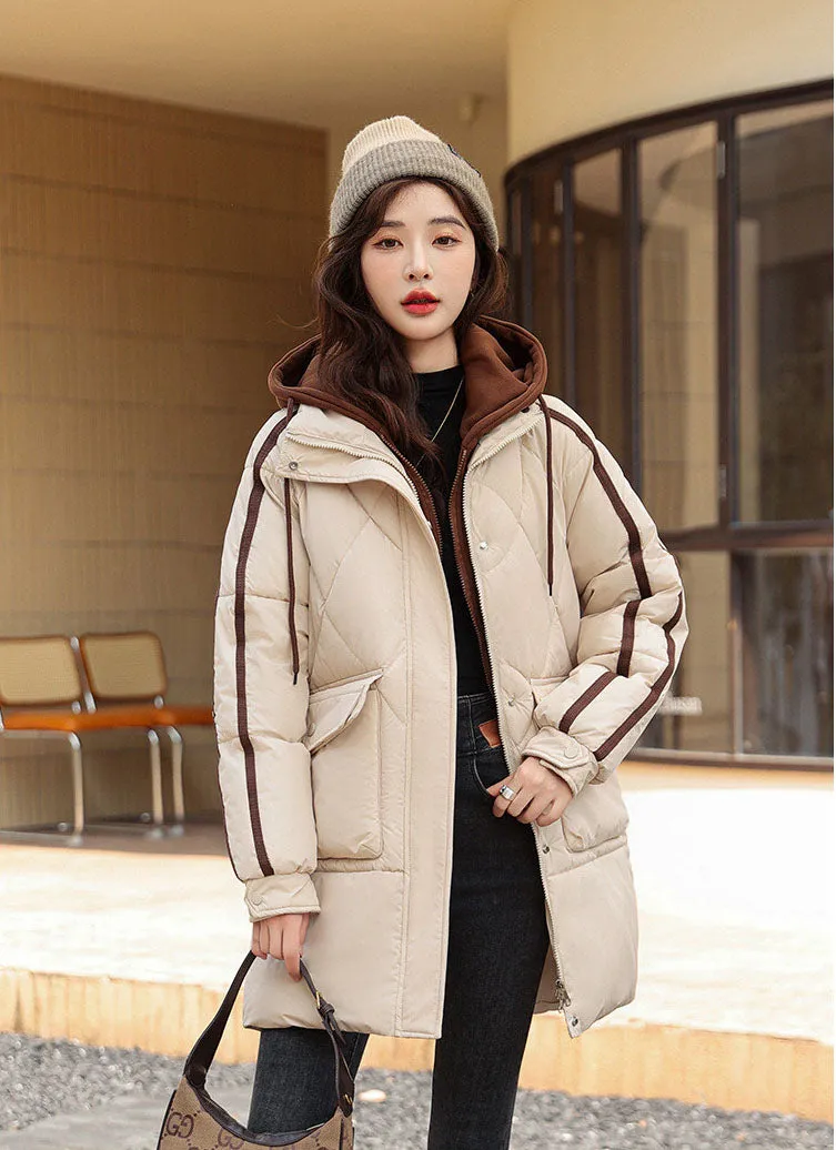 Women's Thickened Full Zip Puffer Jacket for Versatile Style