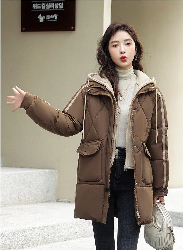 Women's Thickened Full Zip Puffer Jacket for Versatile Style