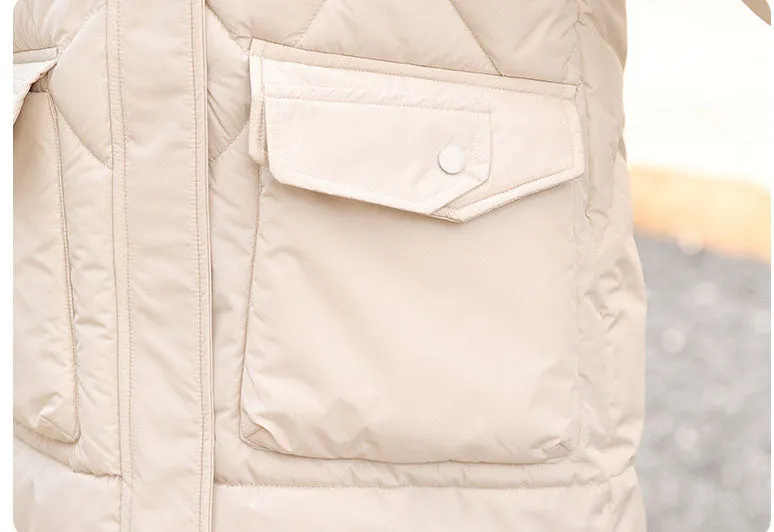 Women's Thickened Full Zip Puffer Jacket for Versatile Style