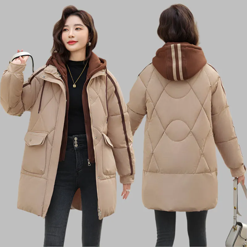 Women's Thickened Full Zip Puffer Jacket for Versatile Style