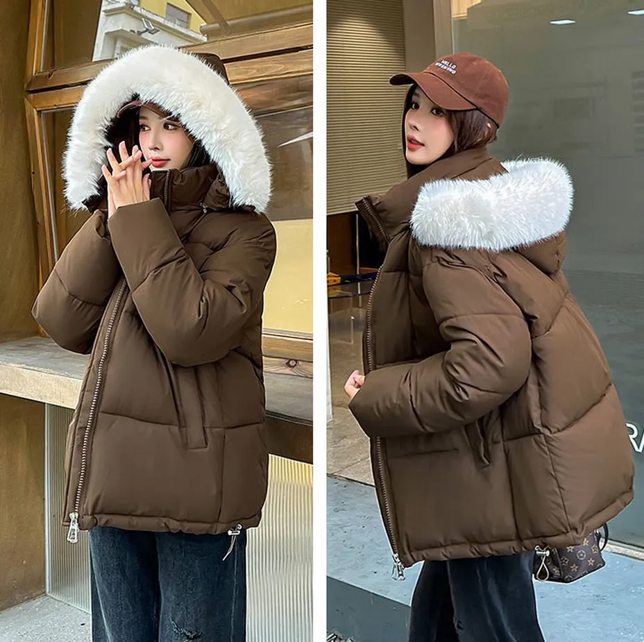 Women's Thickened Water-Resistant Hooded Puffer Jacket