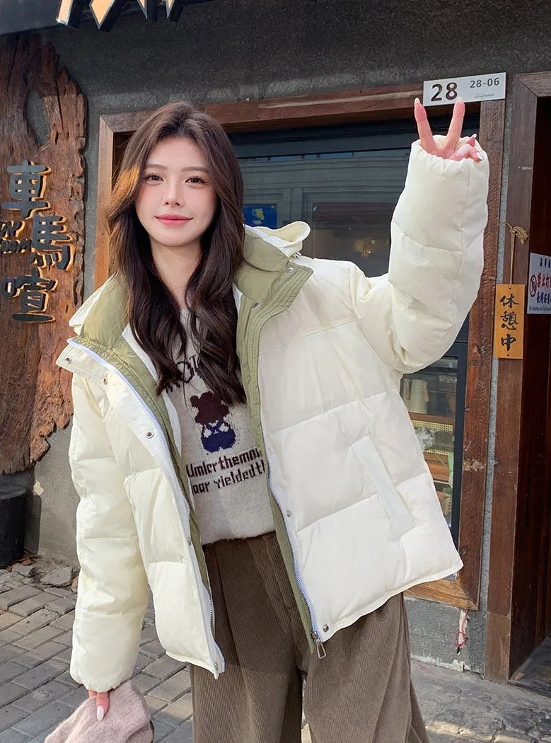 Women's Windproof Quilted Puffer Jacket for Casual Wear