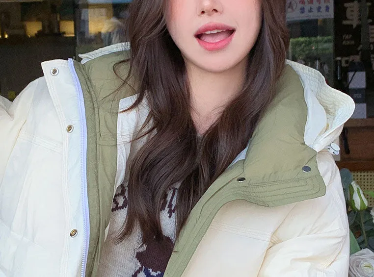 Women's Windproof Quilted Puffer Jacket for Casual Wear
