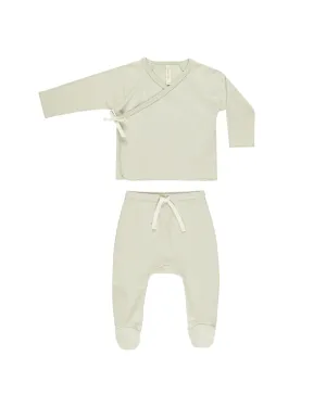 Wrap Top   Footed Pant Set - Mint