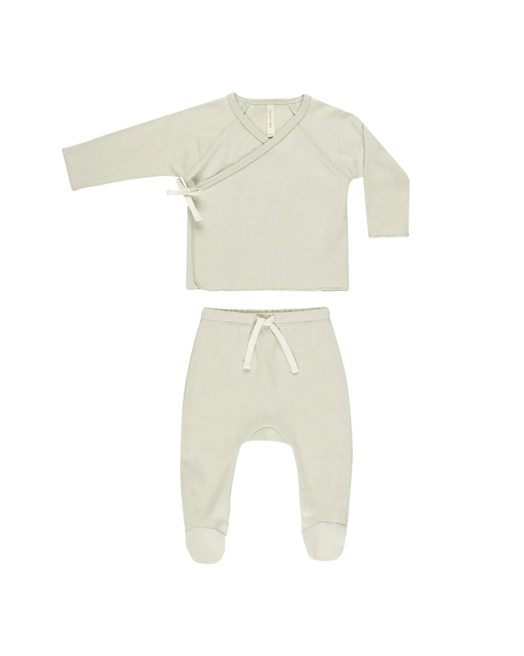 Wrap Top   Footed Pant Set - Mint