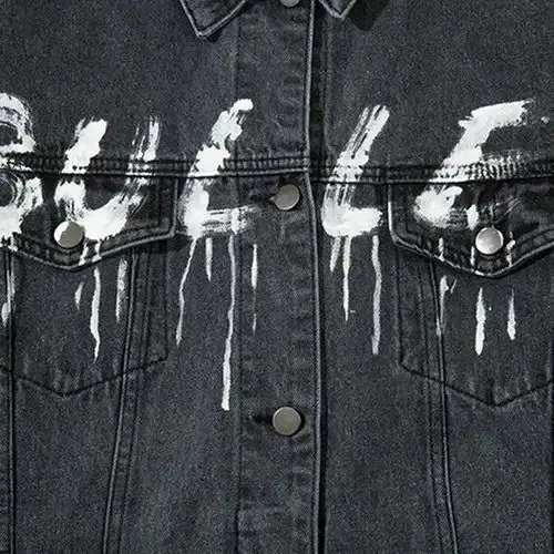 Y2K Fashion Bullet Letter Print Washed Veste for Trendsetters