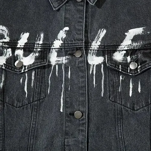 Y2K Fashion Bullet Letter Print Washed Veste for Trendsetters