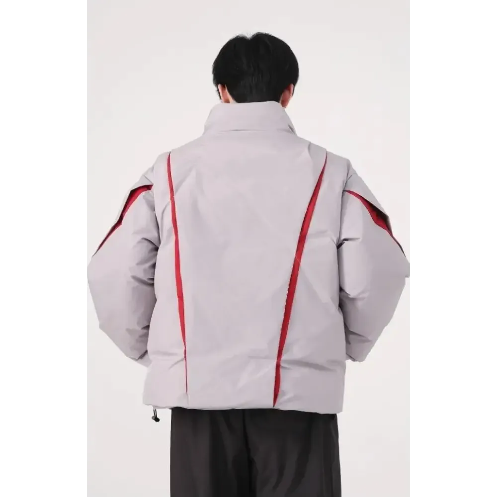 Y2K Inspired Bold Puffer Jacket with Asymmetrical Zipper