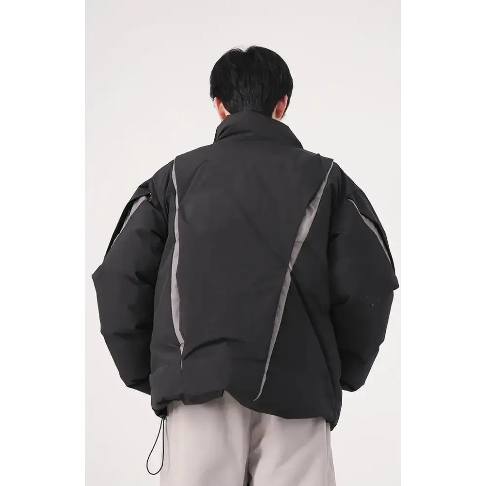 Y2K Inspired Bold Puffer Jacket with Asymmetrical Zipper