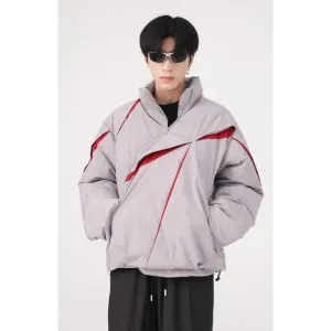 Y2K Inspired Bold Puffer Jacket with Asymmetrical Zipper