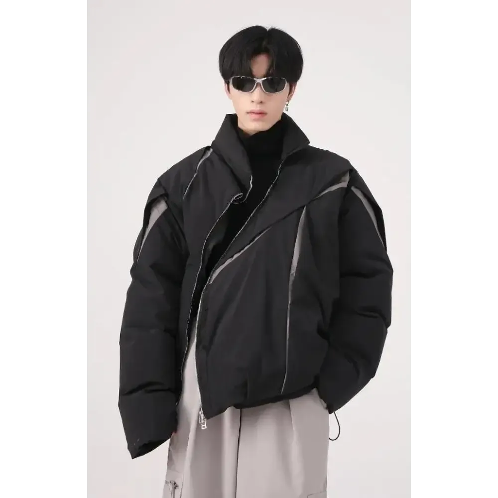 Y2K Inspired Bold Puffer Jacket with Asymmetrical Zipper