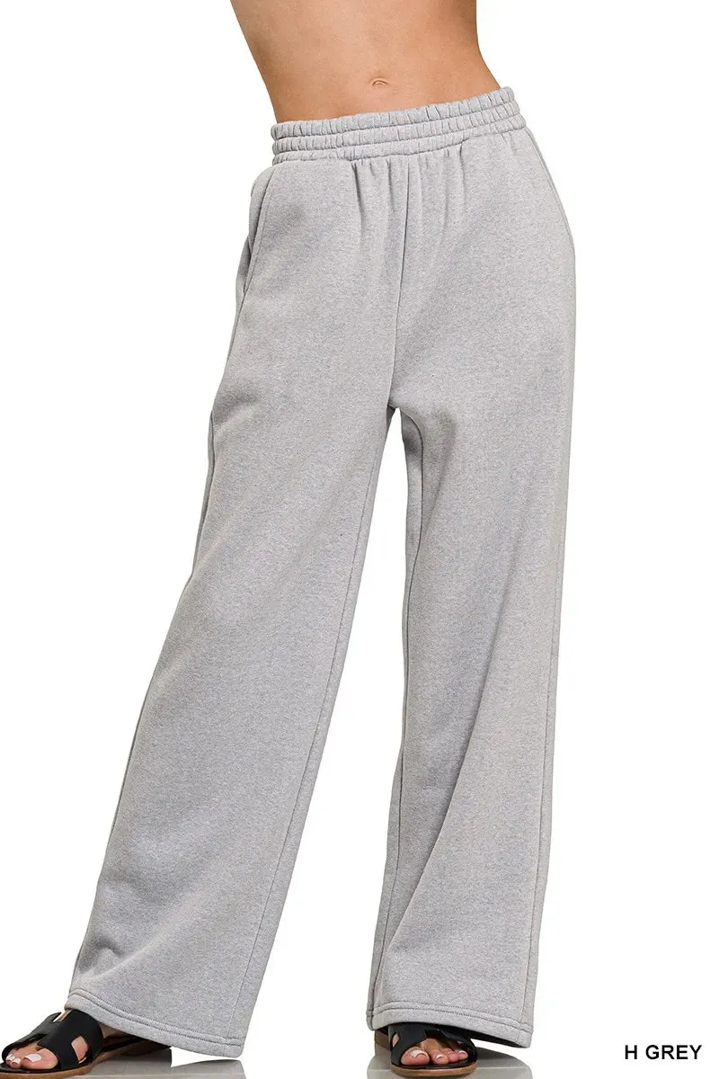 Zenana Fleece Drawstring Pants With Pocket
