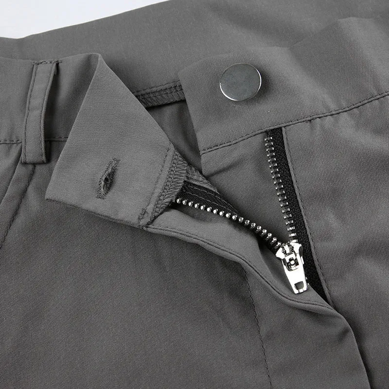 Zipper Pocket High Waist Cargo Pants